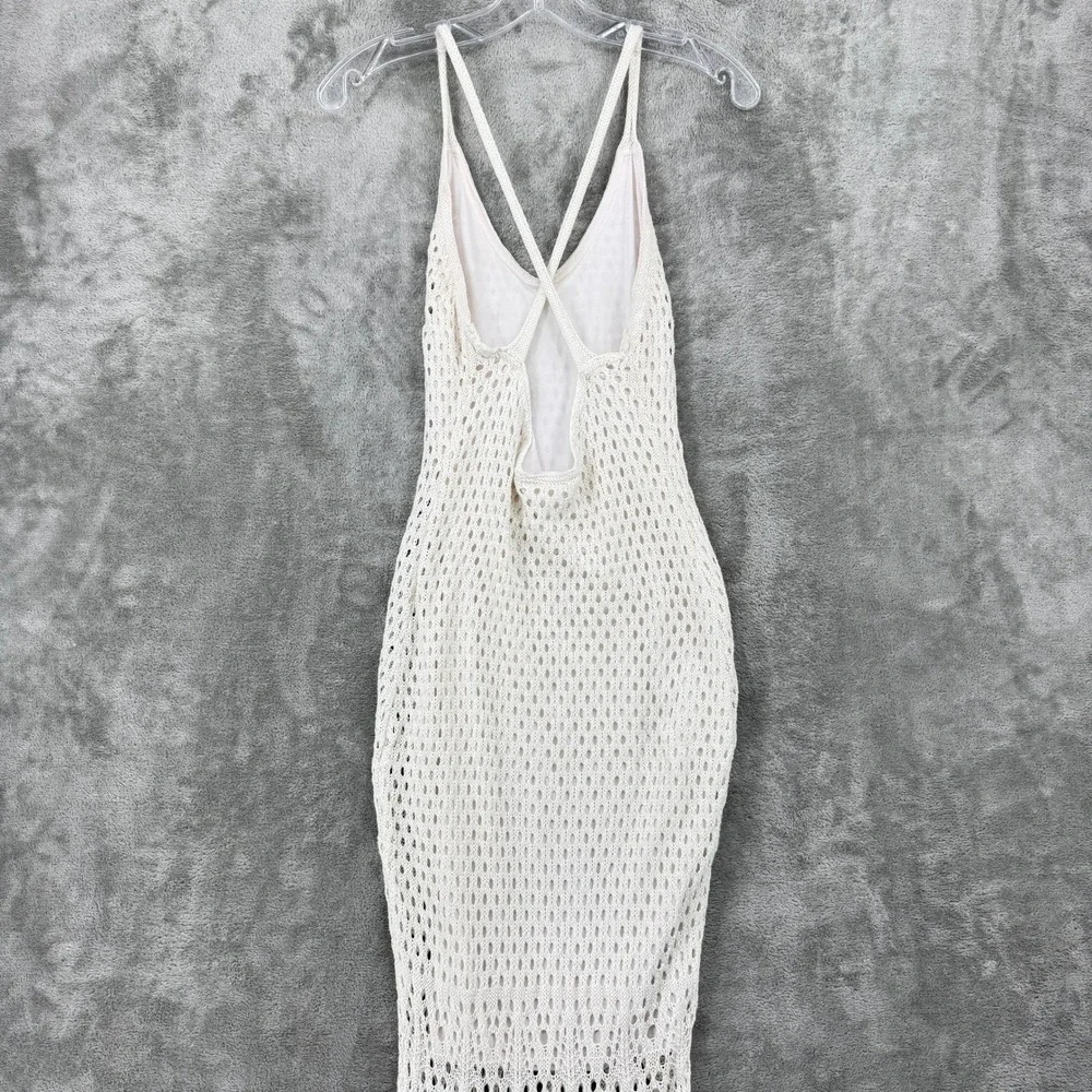 Venus Dress Womens Medium Crochet Maxi Mermaid Boho Low Back Bodycon Boho Resort - Picture 6 of 11